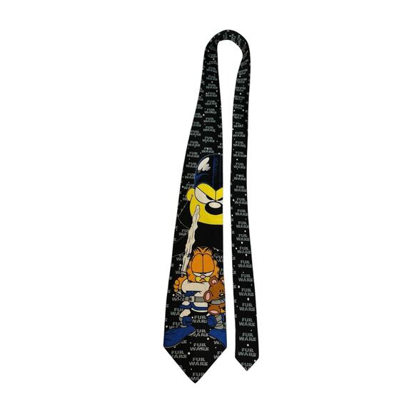 Paws Addiction Garfield Odie Fur Wars Star Wars Spoof Cartoon Vintage Necktie - Picture 2 of 7